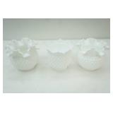 Vintage Fenton White Hobnail Vases