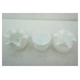 Vintage Fenton White Hobnail Vases