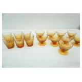 Vintage Seneca Driftwood Amber dessert dishes (9ct) & tumblers (6ct)