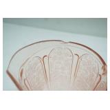 1930s Pink Depression Glass Pieces-Pitcher, plate, bowl. Patterned
