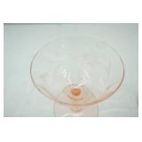1930s Pink Depression Glass Champagne Glasses 5 tall, 5 short-etched