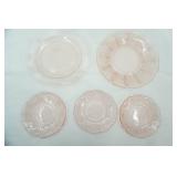 1930s Pink Depression Glass Plates 5ct