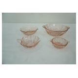 1930s Pink Depression Glass Bowls 4ct