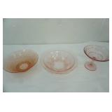1930s Pink Depression Glass Pieces