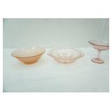 1930s Pink Depression Glass Pieces