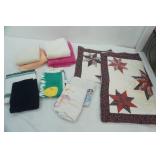 Bath Towels, Hand Towels, Dish Towels, Quilted Pillow Shams (some yellowing)