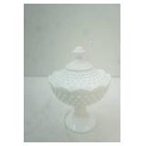 Vintage Fenton Hobnail Milk Glass Pedestal Candy Dish 9" tall