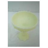 Vintage Fenton Custard Glass Compote "Cabbage Rose" Pattern 8" tall. Uranium