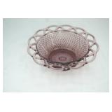 Imperial Glass amethyst diamond pattern open lace candy bowl