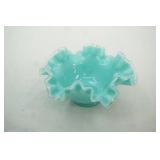 Vintage Fenton Silver Crest Bowl in Turquoise Blue