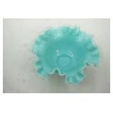 Vintage Fenton Silver Crest Bowl in Turquoise Blue