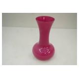 Painted Pink Glass Vase 8" tall