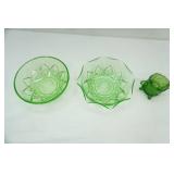 Vintage Hazel Atlas Uranium Glass Serving Bowls "Diamond Arches"