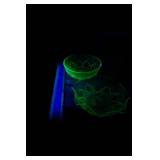 Vintage Hazel Atlas Uranium Glass Serving Bowls "Diamond Arches"