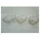 3ct Vintage Jeannette Glass Lombardi footed console bowls. 1950s/1960s