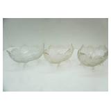 3ct Vintage Jeannette Glass Lombardi footed console bowls. 1950s/1960s
