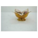 Vintage brass floral pedestal bowl 8" wide by 4" tall