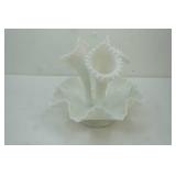 Vintage Fenton Diamond Lace Milk Glass Epergne 9.5" tall by 10.5" across