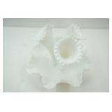 Vintage Fenton Diamond Lace Milk Glass Epergne 9.5" tall by 10.5" across