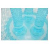 Vintage Fenton Blue Opalescent Diamond Lace Epergne 10.5"x10.5"