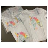 Set of 6 Large Girls Unicorn Print Short Sleeve T-Shirts (Size L 10-12)