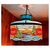 Vintage Blue Schmidt Beer "Tiffany-Style" Hanging Bar Lamp