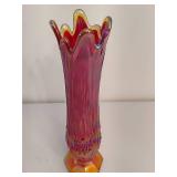 Indiana Art Glass Iridescent Sunset Carnival Swung Glass Vase