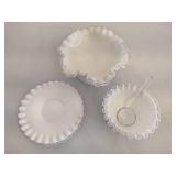 Fenton Silver Crest Ruffled Edge Compote Bowl and Mayonnaise Bowl