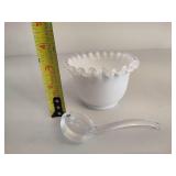 Fenton Silver Crest Ruffled Edge Compote Bowl and Mayonnaise Bowl