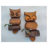 Set of Vintage Wooden Owls Wall Hanging Decor