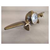 Sarsaparilla Art Deco Style Brass Airplane Table Clock