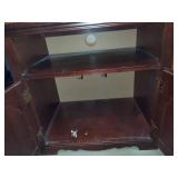 Wood Cabinet and Brass Table Lamp