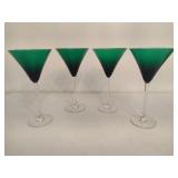 Lenox Holiday Gems Emerald Green Martini Cocktail Glasses