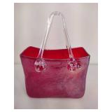 Hand Blown Art Glass Red "Purse"
