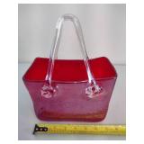 Hand Blown Art Glass Red "Purse"