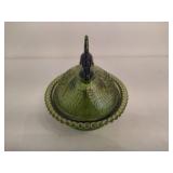 Vintage Indiana Glass Olive Green Hen on Nest Candy Dish