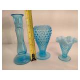 Fenton Hobnail & Assorted Blue Glass Decor