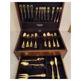 Hollyberry Gold Tone Flatware Sets w/Box