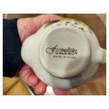 White Wall Shelf w/Small Porcelain Teapots & Accessories