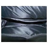 Black Leather Travel / Equipment Bag with Multiple Compartments, Telescoping Handle and Wheels