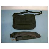 Black Leather Travel / Equipment Bag with Multiple Compartments, Telescoping Handle and Wheels