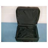 Black Leather Travel / Equipment Bag with Multiple Compartments, Telescoping Handle and Wheels