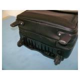 Black Leather Travel / Equipment Bag with Multiple Compartments, Telescoping Handle and Wheels