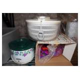 Assorted Kitchenware - Mini Crock Pot, Salad Spinner, Bowls, Cups