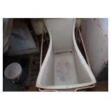 Plastic Storage Bin on Rolling Cart