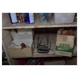 Contents of Wooden Shelf - Electrical Wire, Outlets, WD40