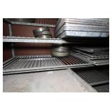 Industrial Rolling Shelf with Large Assortment of Cake and Bread Pans