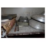 Contents of Shelf - Antique Display Cabinet, Assorted Molds, Trays