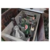 Antique Glass Pop Bottles and Crates