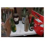 Antique Glass Pop Bottles and Crates